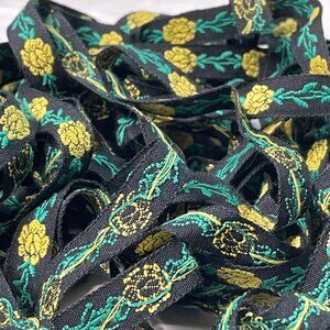 Vintage Black Floral Trim Edging Sewing Junk Journaling Scrapbooking u